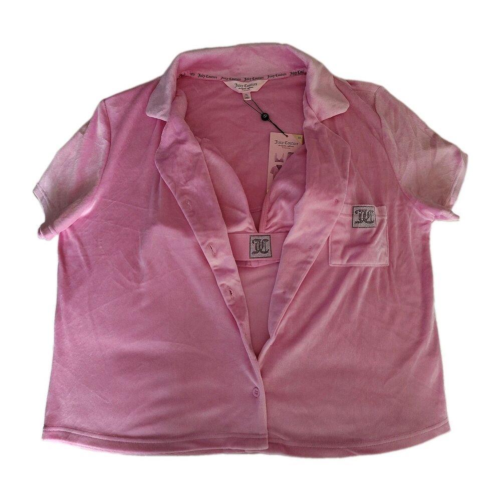 Juicy Couture Pink Velour 2 Pc Rhinestone Sleep Set XL NWT Barbiecore